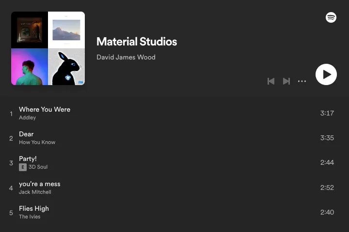 Listen to songs recorded at Material Studios on Spotify